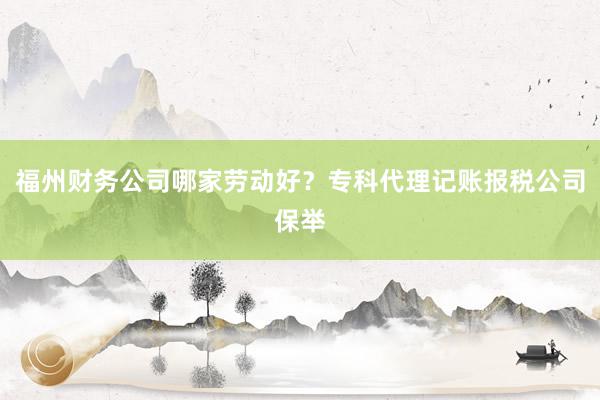 福州财务公司哪家劳动好？专科代理记账报税公司保举